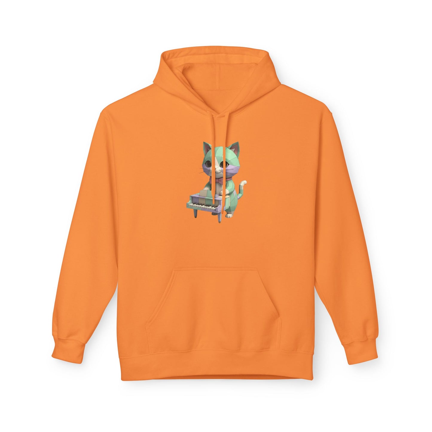 Pastel Retro Piano Cat Hoodie – Cute Cat Playing Piano Graphic Sweatshirt