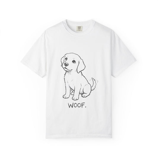 Cute Puppy “Woof” Dog Graphic T-Shirt for Dog Lovers