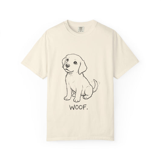 Cute Puppy “Woof” Dog Graphic T-Shirt for Dog Lovers