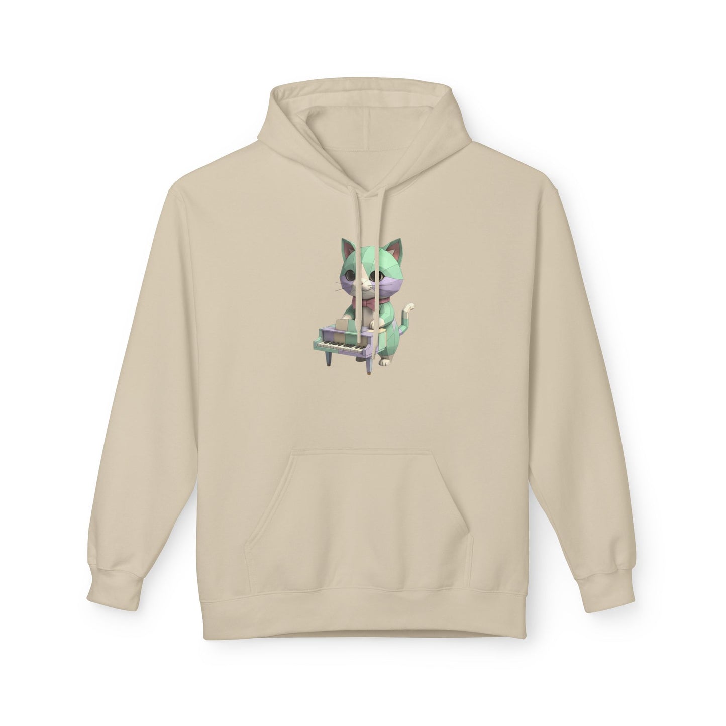 Pastel Retro Piano Cat Hoodie – Cute Cat Playing Piano Graphic Sweatshirt