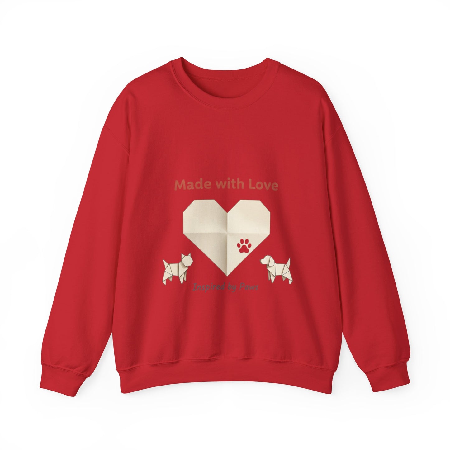 “Made with Love” Paw Print Heart Crewneck Sweatshirt