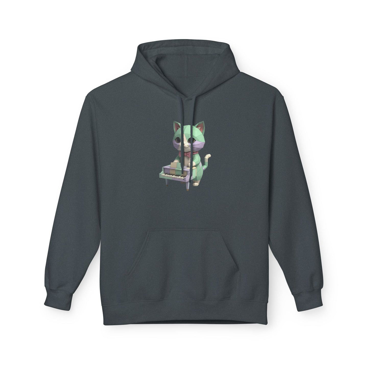 Pastel Retro Piano Cat Hoodie – Cute Cat Playing Piano Graphic Sweatshirt