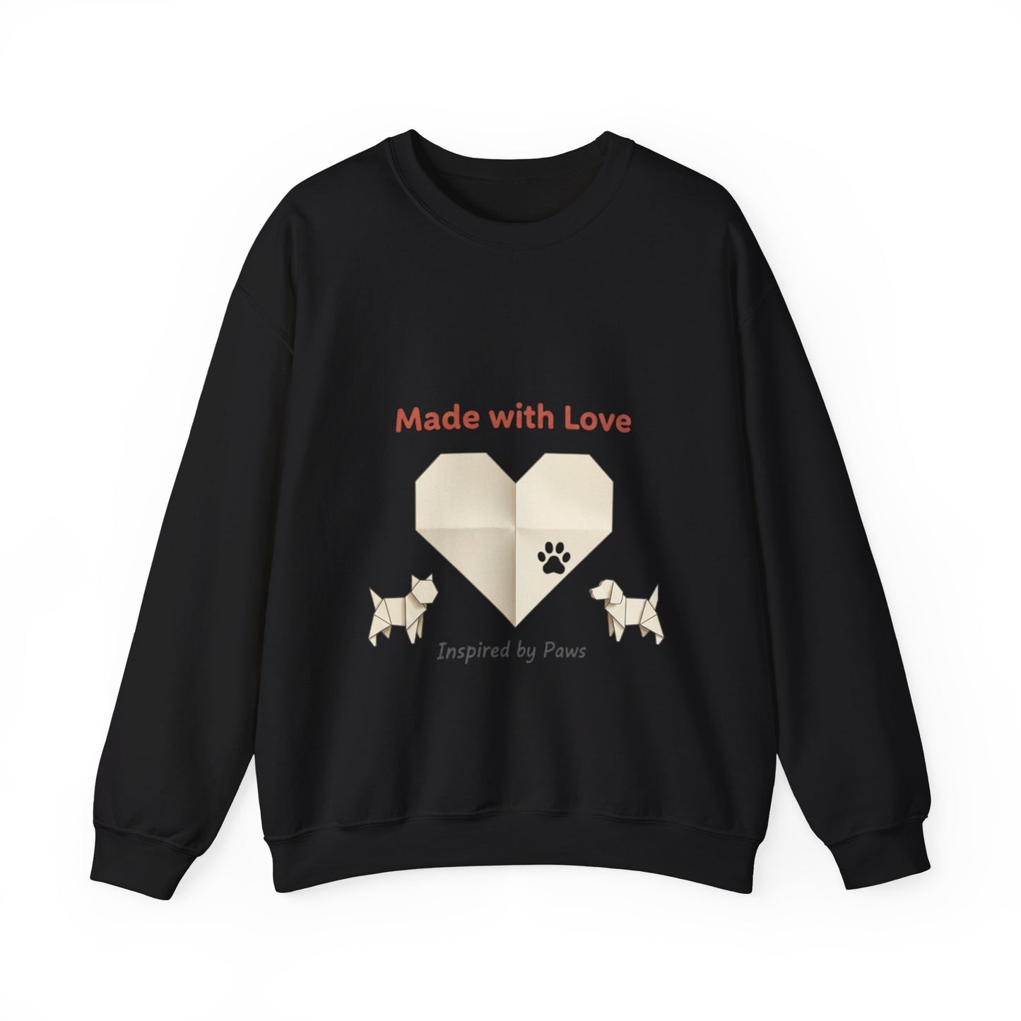 “Made with Love” Paw Print Heart Crewneck Sweatshirt
