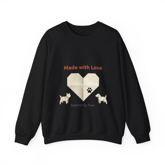 “Made with Love” Paw Print Heart Crewneck Sweatshirt
