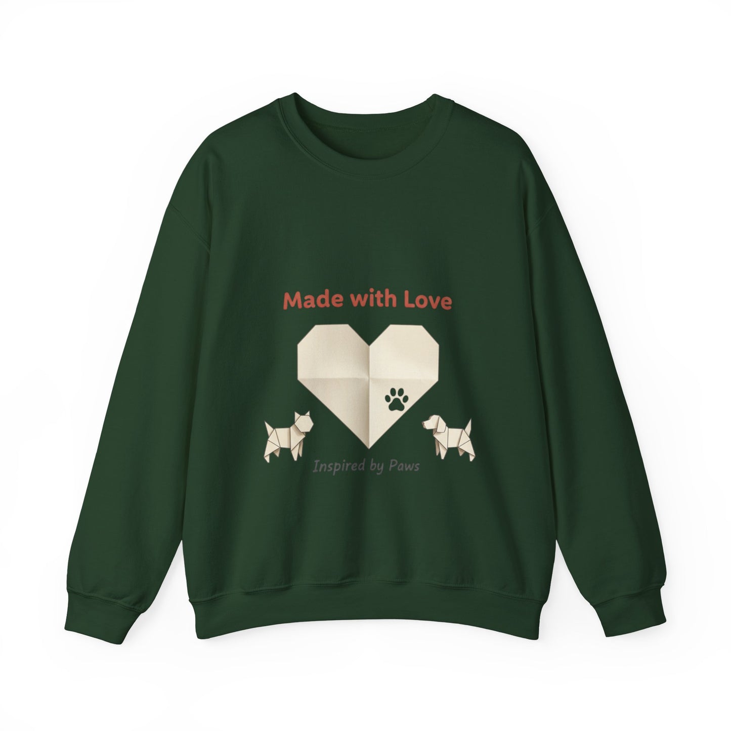 “Made with Love” Paw Print Heart Crewneck Sweatshirt