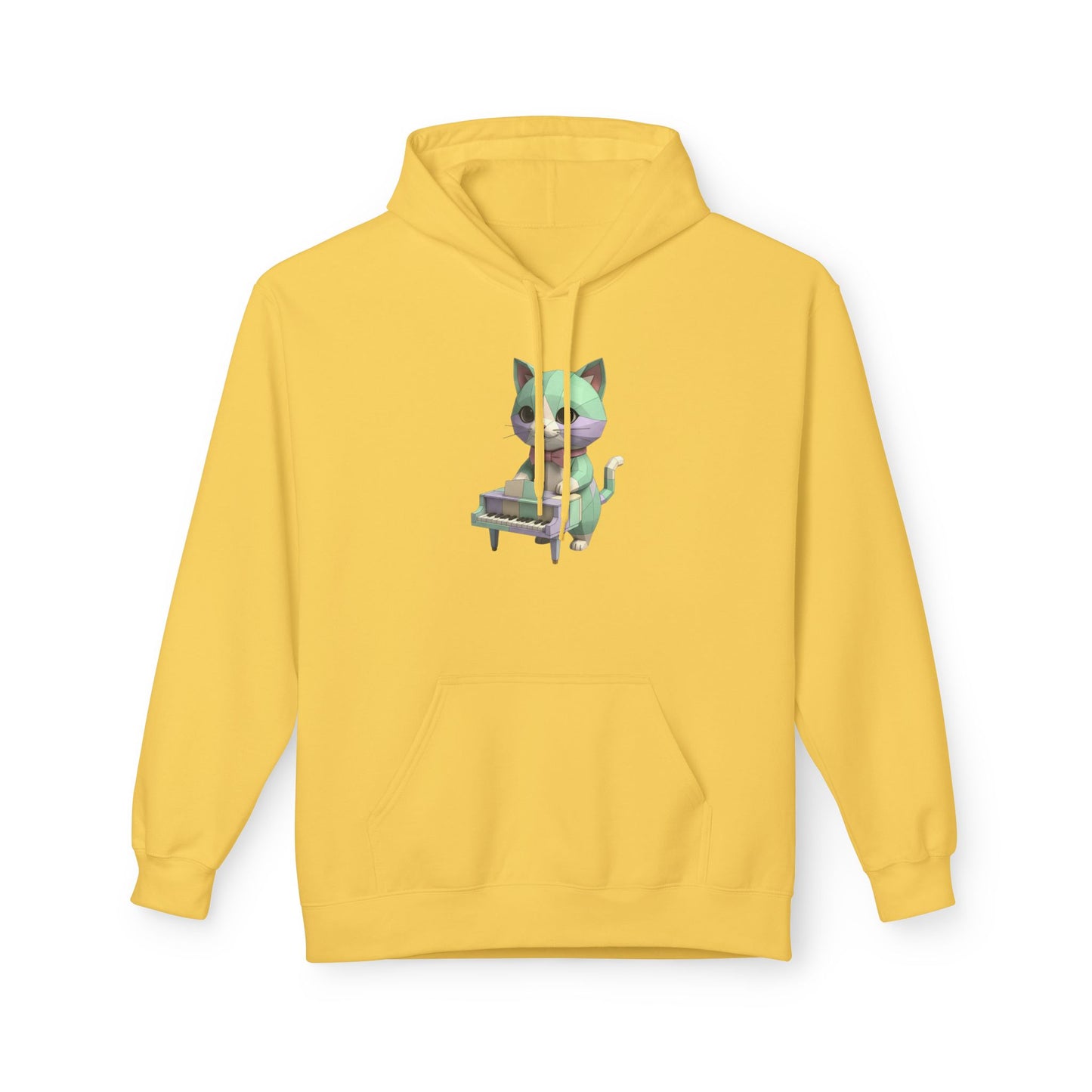 Pastel Retro Piano Cat Hoodie – Cute Cat Playing Piano Graphic Sweatshirt