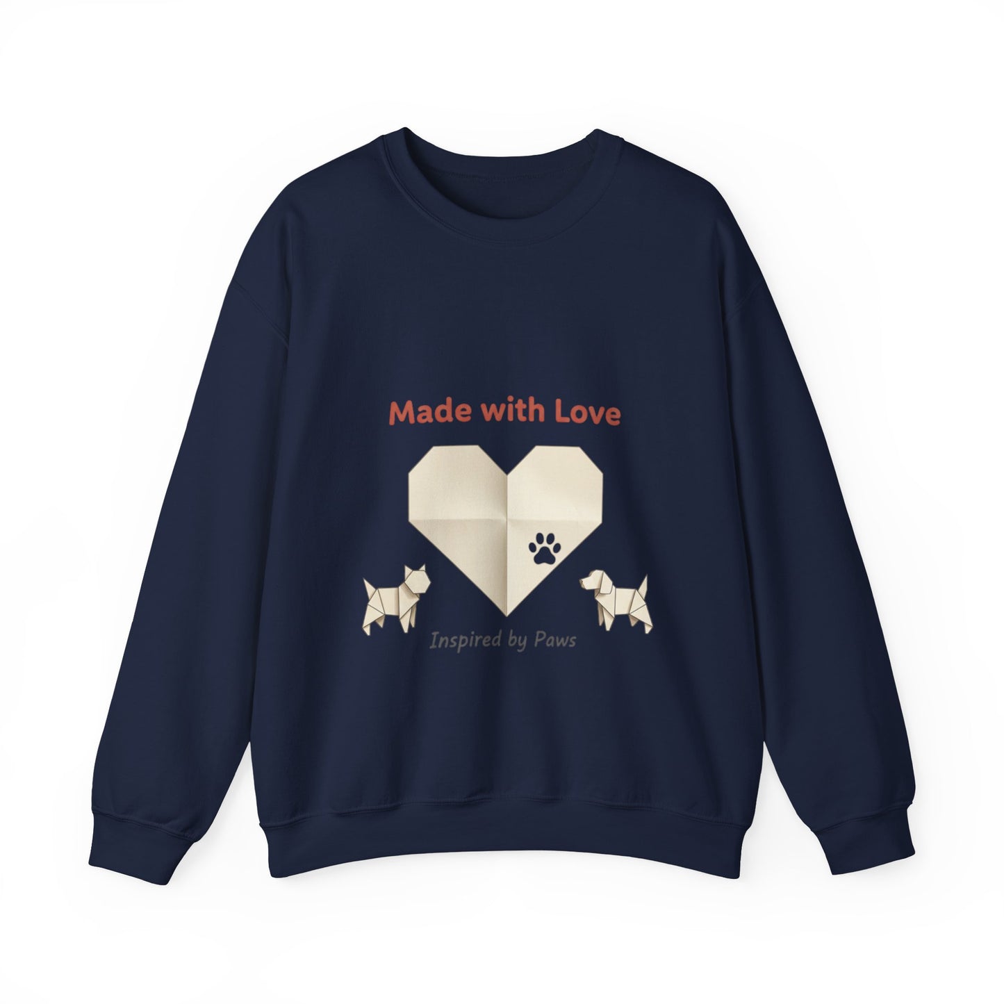 “Made with Love” Paw Print Heart Crewneck Sweatshirt