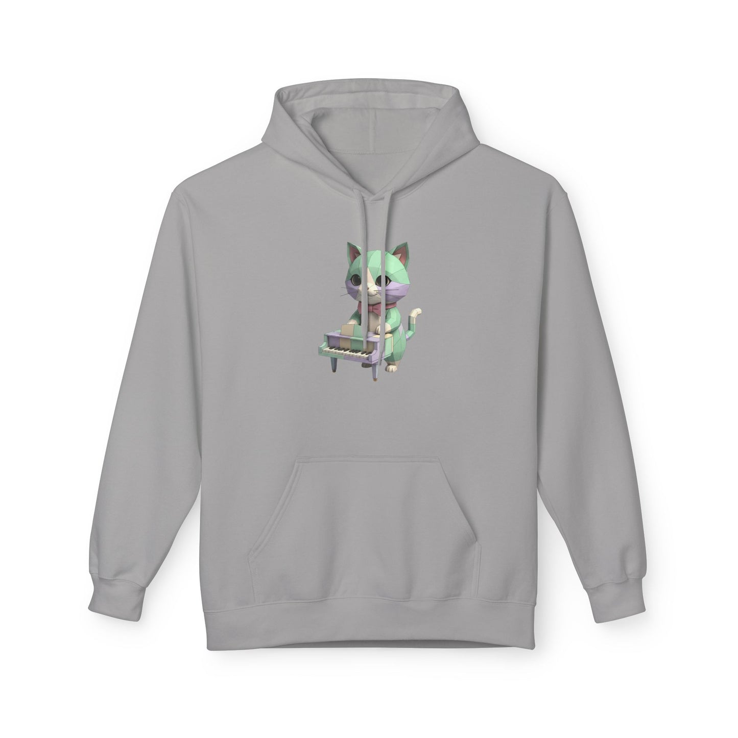 Pastel Retro Piano Cat Hoodie – Cute Cat Playing Piano Graphic Sweatshirt