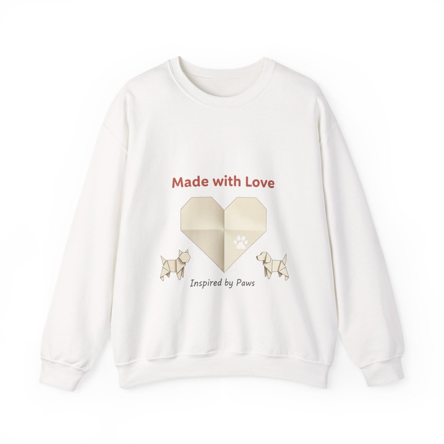 “Made with Love” Paw Print Heart Crewneck Sweatshirt