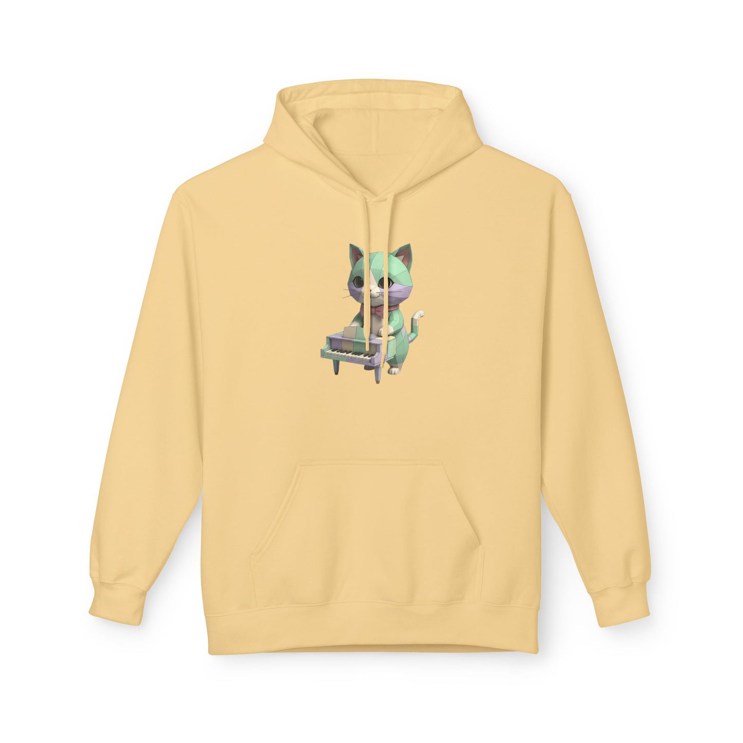 Pastel Retro Piano Cat Hoodie – Cute Cat Playing Piano Graphic Sweatshirt