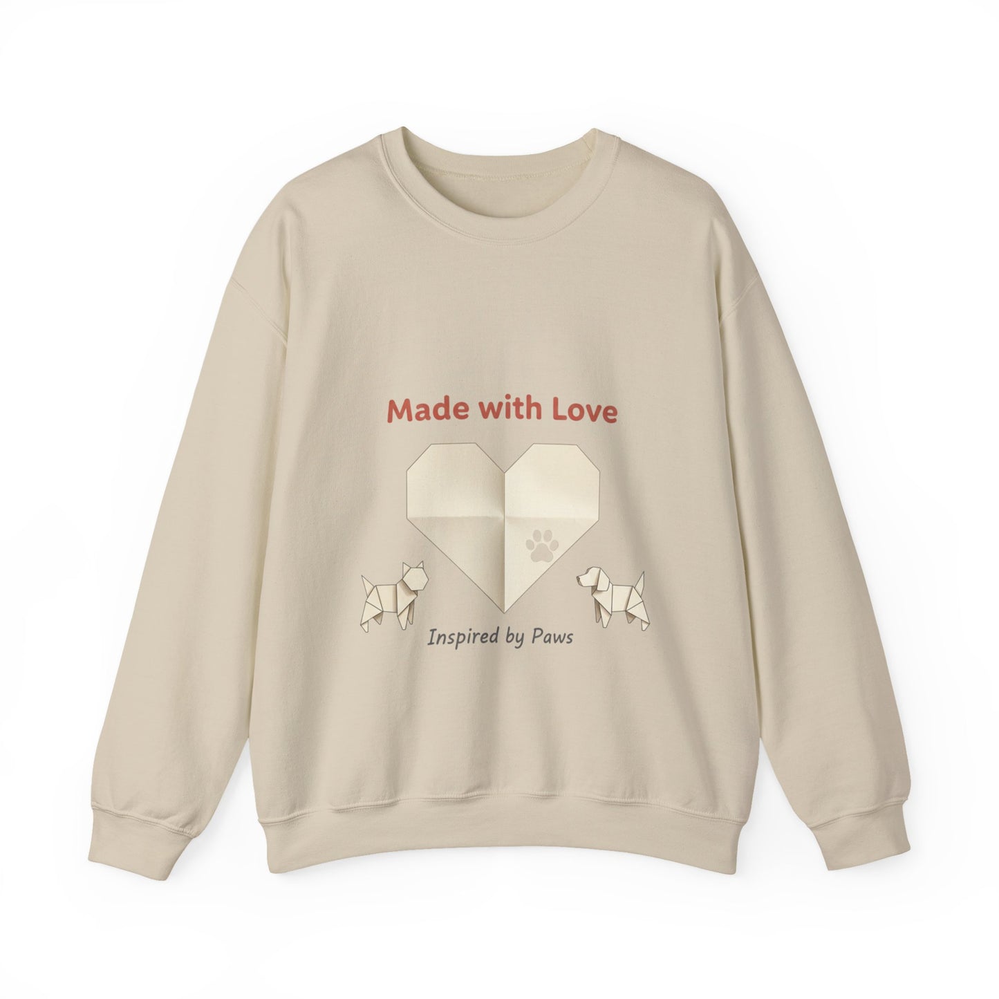 “Made with Love” Paw Print Heart Crewneck Sweatshirt