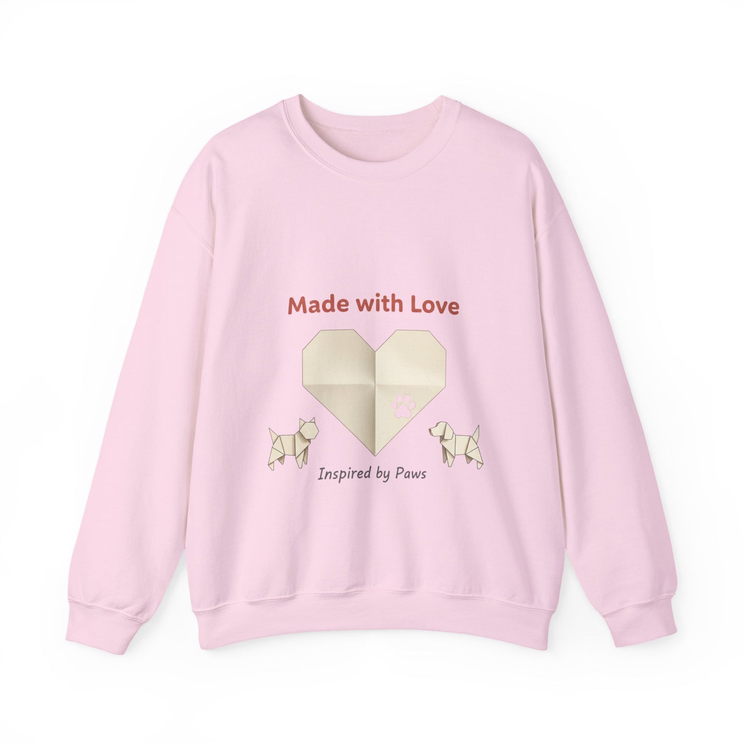 “Made with Love” Paw Print Heart Crewneck Sweatshirt