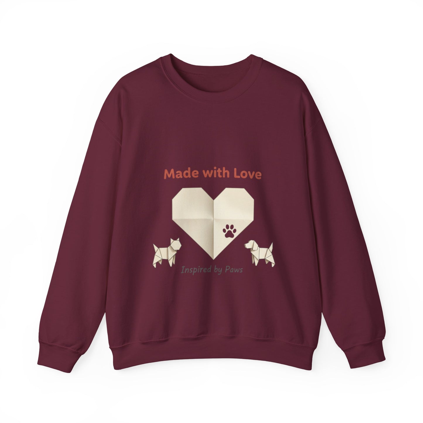 “Made with Love” Paw Print Heart Crewneck Sweatshirt