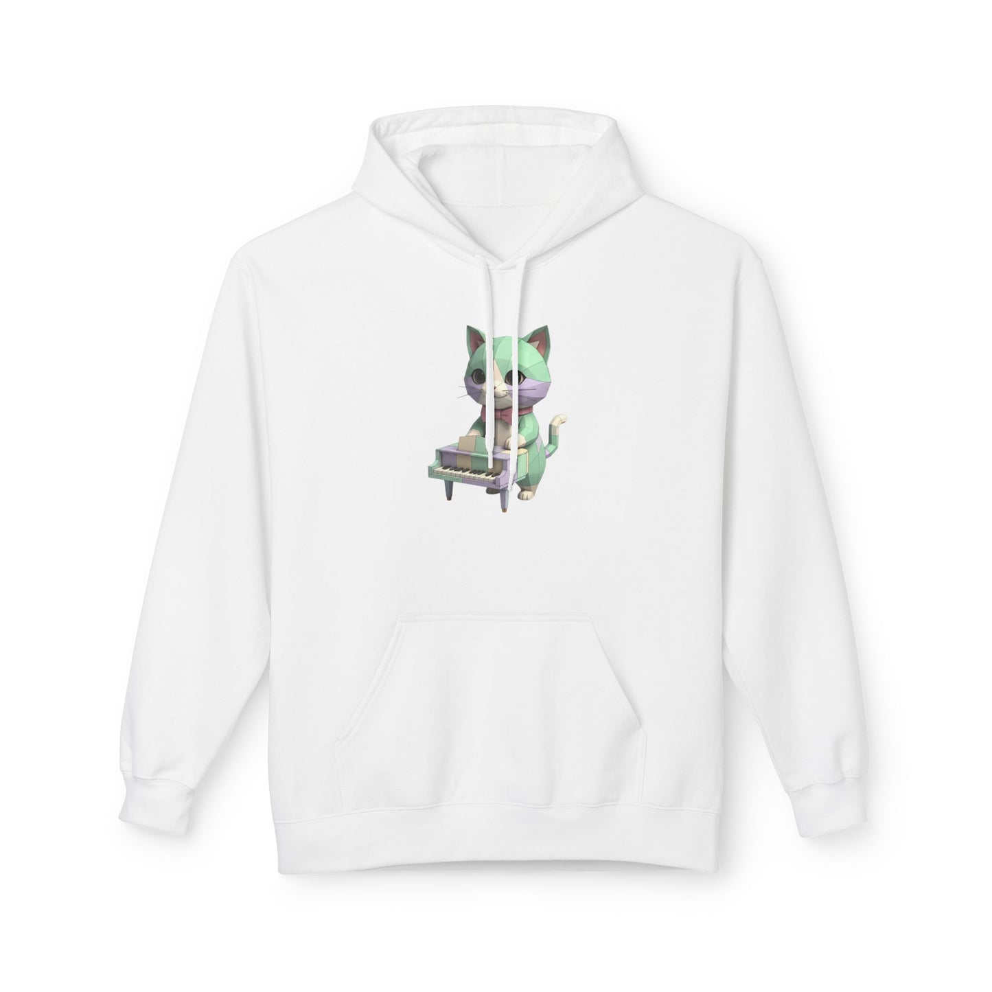 Pastel Retro Piano Cat Hoodie – Cute Cat Playing Piano Graphic Sweatshirt
