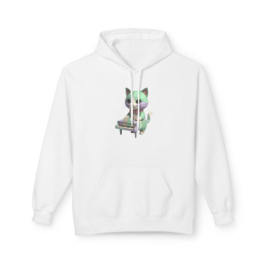 Pastel Retro Piano Cat Hoodie – Cute Cat Playing Piano Graphic Sweatshirt