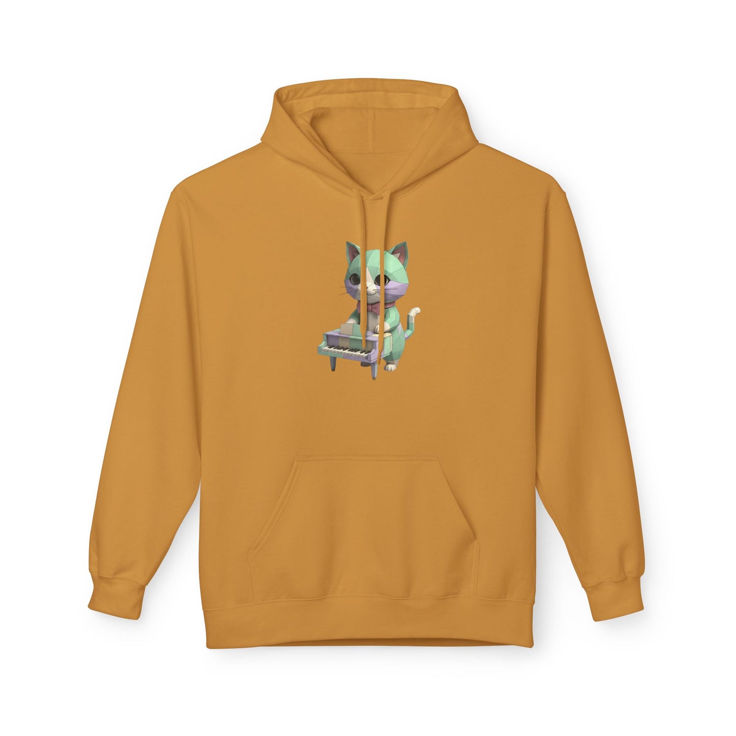 Pastel Retro Piano Cat Hoodie – Cute Cat Playing Piano Graphic Sweatshirt